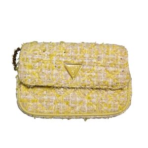 Guess Yellow Tweed Crossbody Bag
